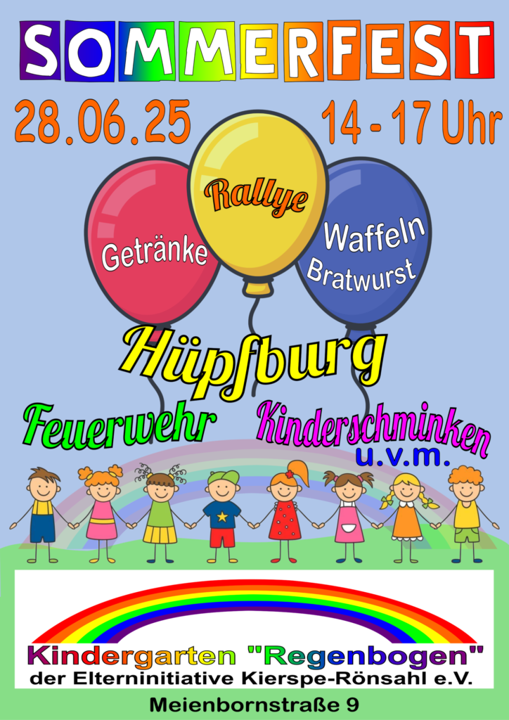 Sommerfest Plakat Kindergarten Regenbogen